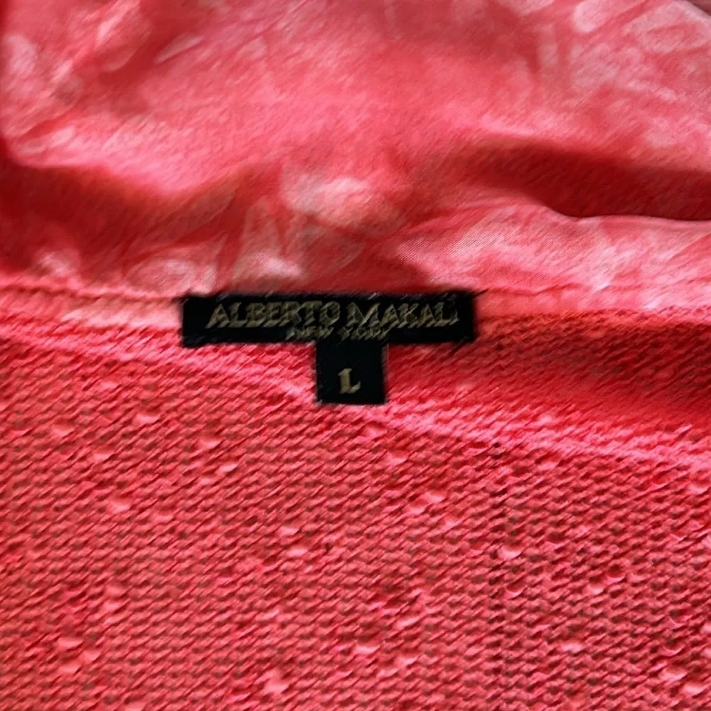 Alberto Makali Vibrant Coral Pink Open front Cardigan size large